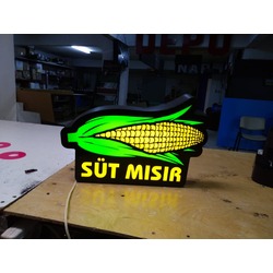 SÜT MISIR Yazılı Tabelası 3D LED Tabela Logo Hazır Tabela Neon Etkili Işıklı Kutu Harf Tabela