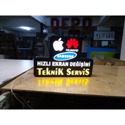 TEKNİK SERVİS Yazılı Tabelası 3D LED Tabela Logo Hazır Tabela Neon Etkili Işıklı Kutu Harf Tabela