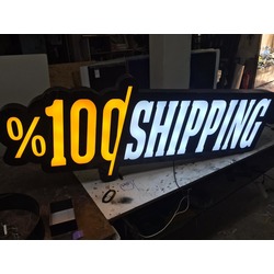 100 Yazılı Tabelası 3D LED Tabela Logo Hazır Tabela Neon Etkili Işıklı Kutu Harf Tabela