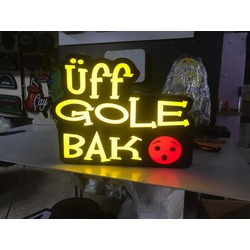 UFF GOLE BAK Yazılı Tabelası 3D LED Tabela Logo Hazır Tabela Neon Etkili Işıklı Kutu Harf Tabela