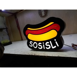 SOSLİ Yazılı Tabelası 3D LED Tabela Logo Hazır Tabela Neon Etkili Işıklı Kutu Harf Tabela