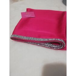 Fuşya rengi kristal taş şeritli Janjan şal