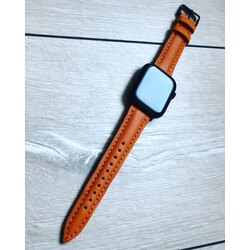 Dolgulu Turuncu Apple watch  Deri Kordon 