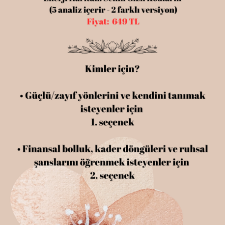  Temel Kişisel Analiz PLUS – Enerji Haritan: Senin Gizli Kodların (2 Seçenekli)