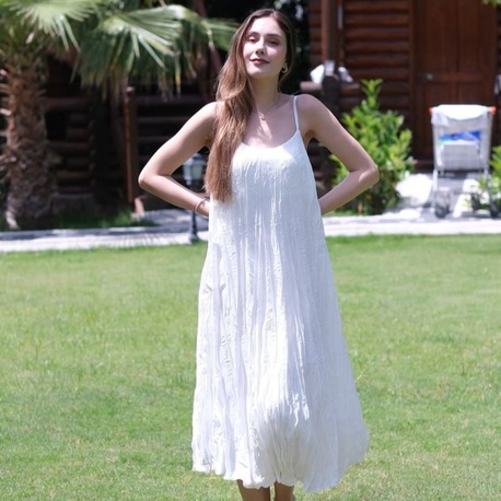 ASKILI KIRIŞIK MODAL ELBİSE