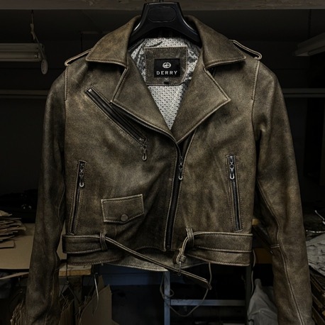 Orijinal DERY Grunge Biker Kadın Deri Ceket