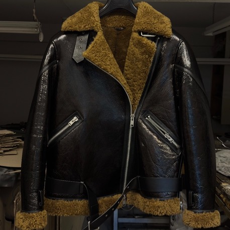 Orijinal ALLSAINTS Hawley Oversized Kuzu Kürkü Kadın Deri Ceket