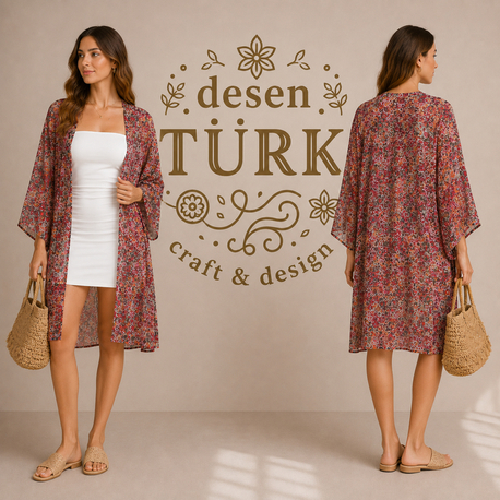 Flora Akvarel Kaftan Midi