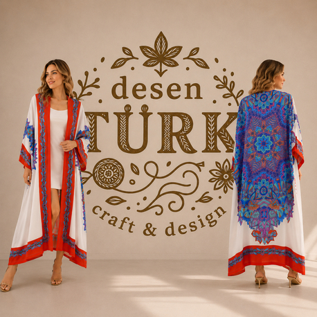 Kırmızı&Mavi Mandala Kaftan