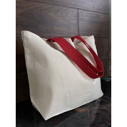 Gabardin 45x33x6cm %100Pamuk Kırmızı Renk Saplı Çanta