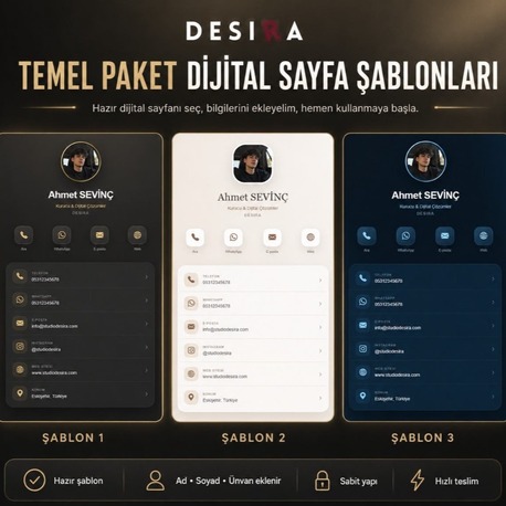 Temel Paket Dijital Kartvizit | Kişiye Özel Mobil Kartvizit Sayfası