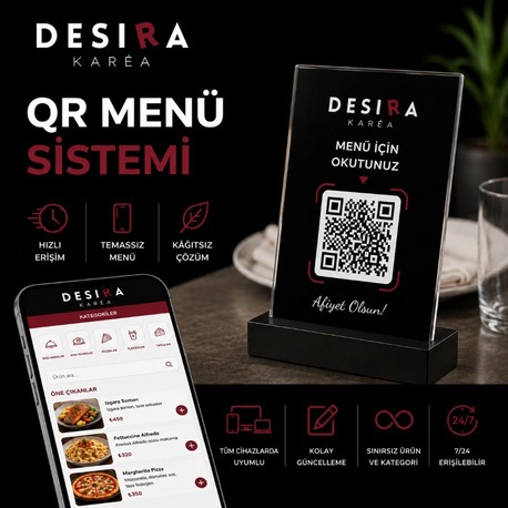 Desira NFC + QR Menü Sistemi | Temassız ve Güncellenebilir Dijital Menü