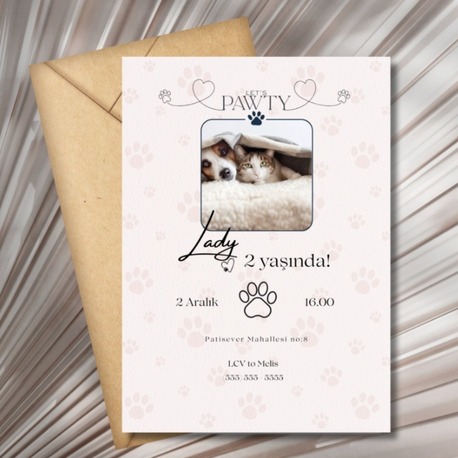 Let's Pawty! - Evcil Hayvan Doğum Günü Davetiyesi