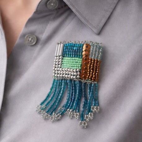 Ocean Mosaic – Handmade Beaded Brooch