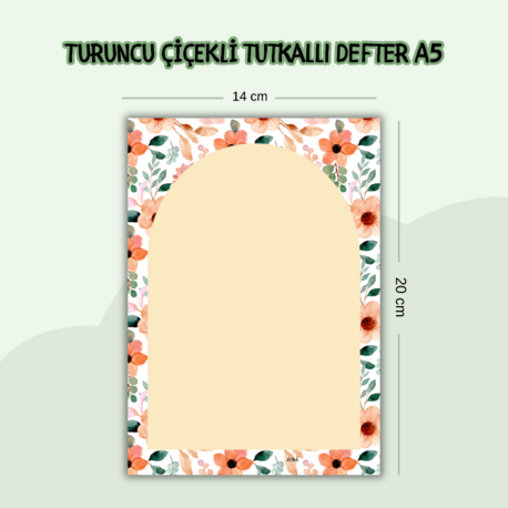 Turuncu Çiçekli Tutkallı Defter