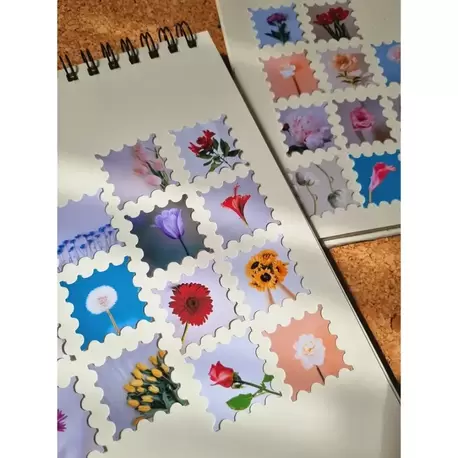 Çiçek Pul Kutulu Sticker