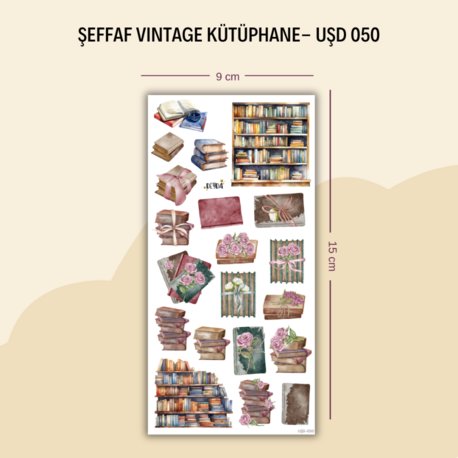 UŞD-050 Vintage Kütüphane Sticker