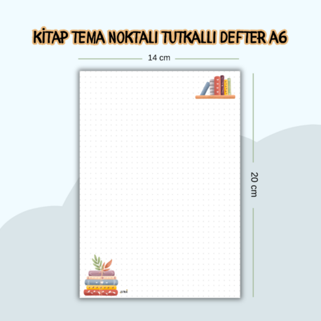 Kitap Temalı Noktalı Defter