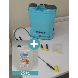 Sırt Tipi Akülü Dezenfekte Makinesi + 25 lt dezenfektan