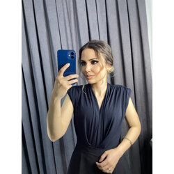 Lacivert Alttan Zıbınlı Bodysuit Premium Kalite