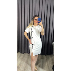 Arkadan Fermuarlı İç Astarlı Fiyonklu Detay Elbise