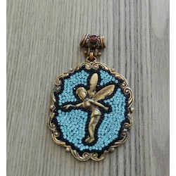 Otantik melek figürlü swarovski taşlı kolye gümüş...