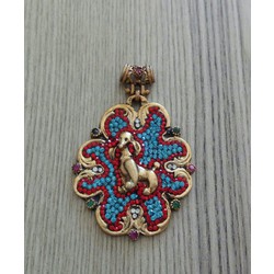 Otantik köpek figürlü swarovski taşlı kolye gümüş...