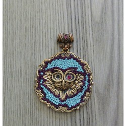 Otantik baykuş figürlü swarovski taşlı kolye gümüş...