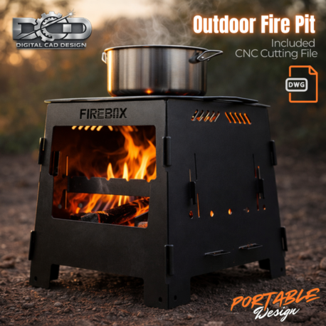 Fire Pit with Grill,Dxf File For Laser Cutting,