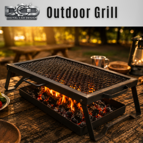 Outdoor Grill, Collapsible Barbeque, Dxf File For Laser Cutting