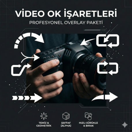 Premium Beyaz Ok İşaretleri Paketi | Minimalist Video Overlay Seti