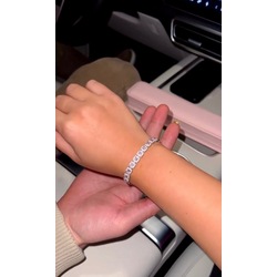 Pırlanta Kesim Pink Baget Bileklik