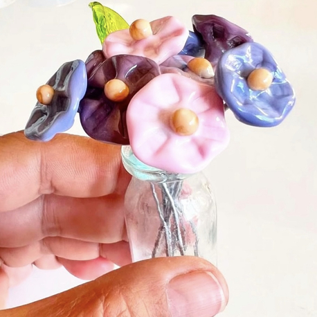 Murano Pembe Cam Çiçekler