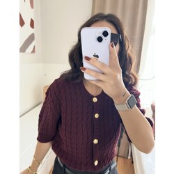 Bordo Ön düğmeli Hırka