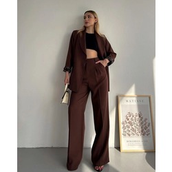 ŞAL YAKA BLAZER PALAZZO PANTOLON TAKIM 