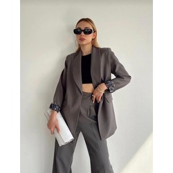 ŞAL YAKA GRİ BLAZER CEKET 