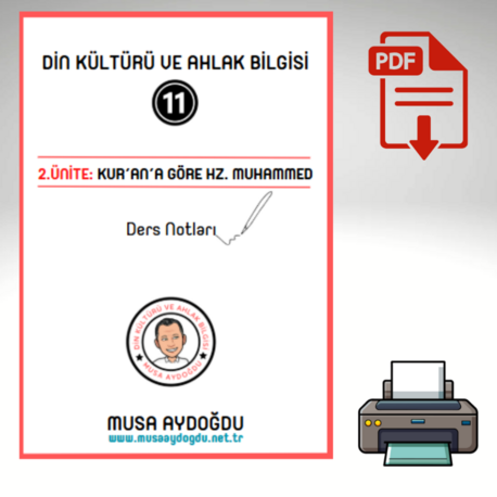 DKAB-11.Sınıf 2.Ünite: Kur'an'a Göre Hz. Muhammed-Ders Notları