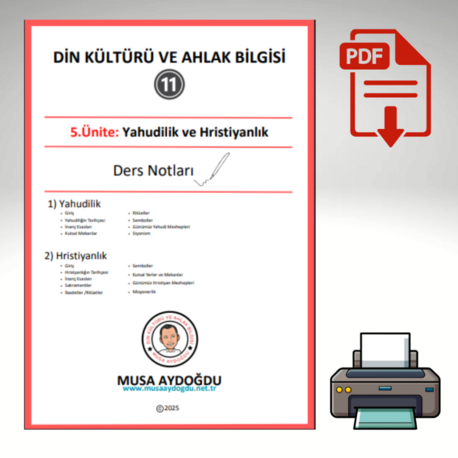 DKAB-11.Sınıf 5.Ünite: Yahudilik ve Hristiyanlık-Ders Notları
