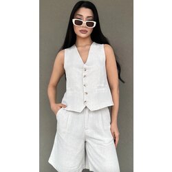 Zara Model Keten Yelek-Şort Takım