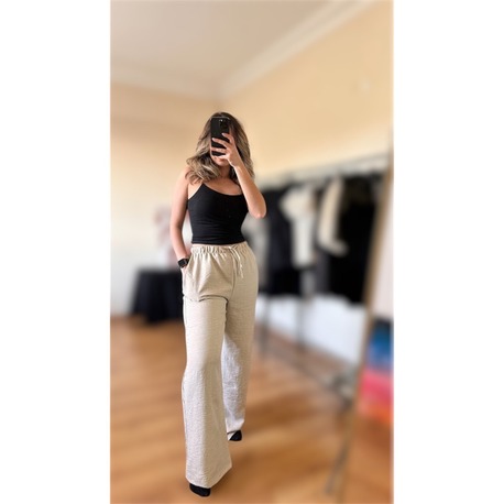 Bej Sofia Keten Pantalon