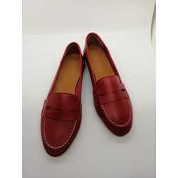 Loafer Kırmızı Deri Babet
