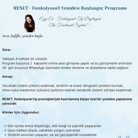 Başlangıç program (1 ay) 