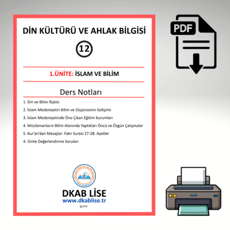 12.Sınıf 1.Ünite/ İslam ve Bilim-Ders Notları