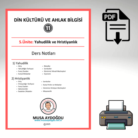 11.Sınıf 5.Ünite: Yahudilik ve Hristiyanlık-Ders Notları