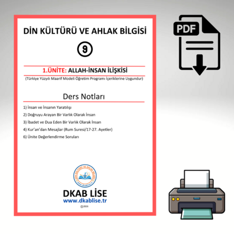 9.Sınıf 1.Ünite/Allah İnsan İlişkisi-DersNotları_Etkinlikler_CA
