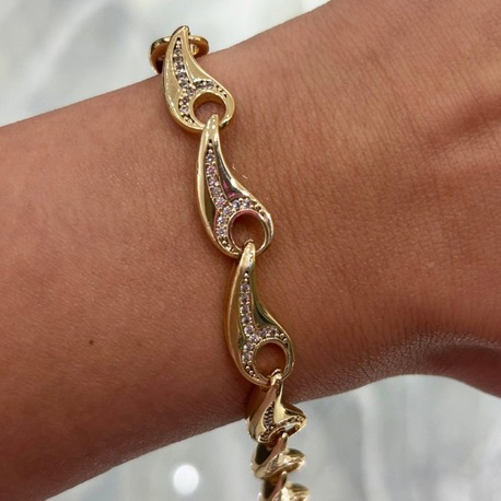 Özel Seri 14k Altın Kaplama Taşlı Bileklik