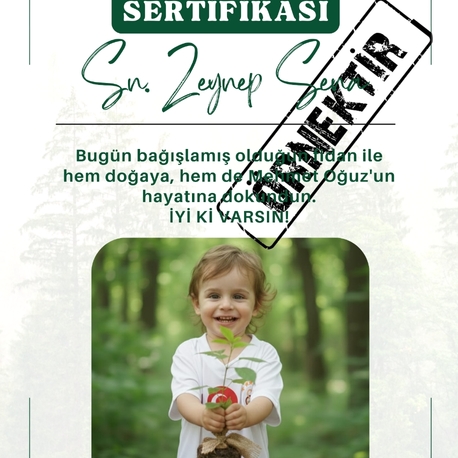 FİDAN BAĞIŞ SERTİFİKASI 