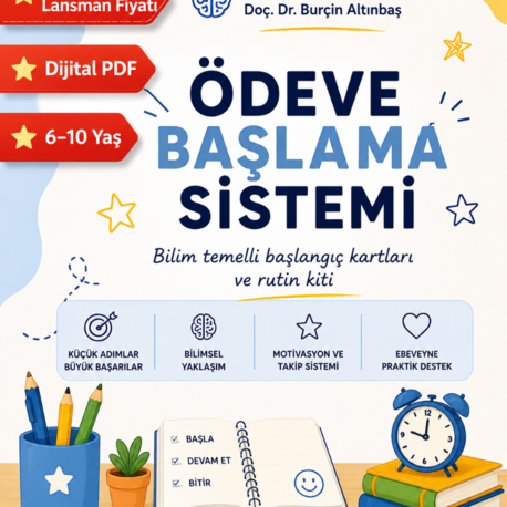 Ödeve Başlama Sistemi® | Bilim Temelli Başlangıç Kartları ve Rutin Kiti (6–10 Yaş)