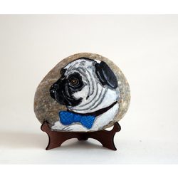 Pug Doğal Taş Boyama Masa Dekoru