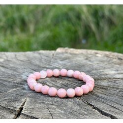 Sertifikalı 8 mm pembe Opal Taşı Bileklik